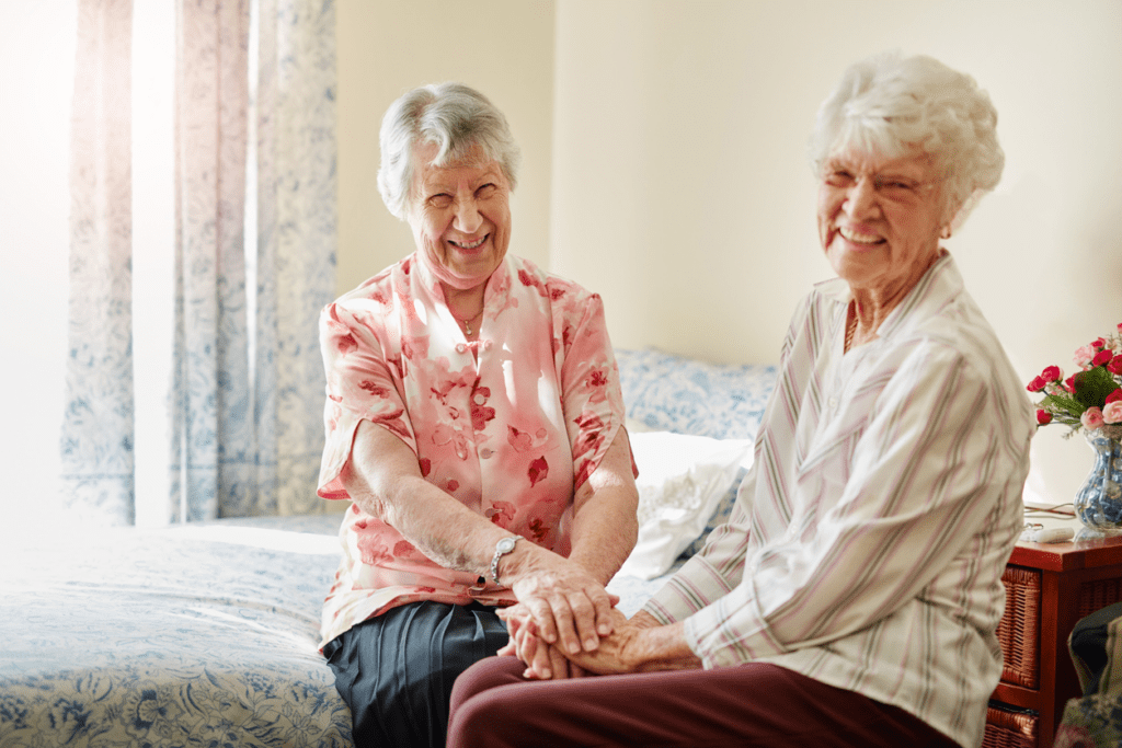 An elderly woman with her pallative live-in carer