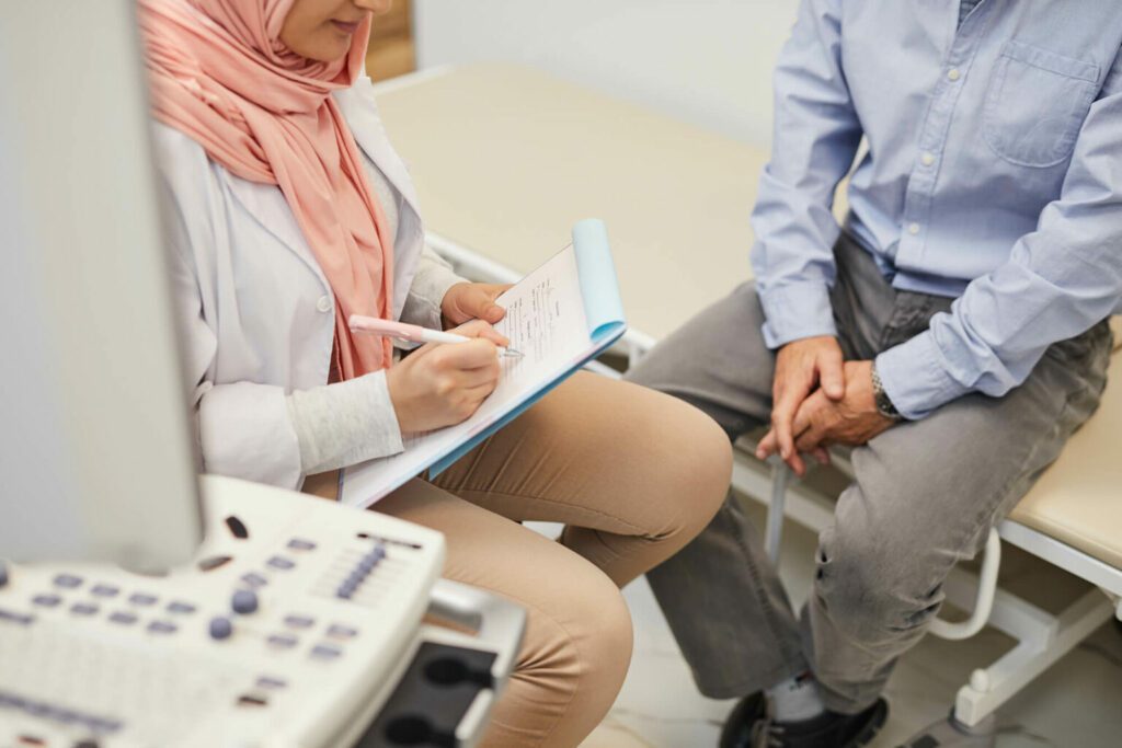 Doctor checking senior patient