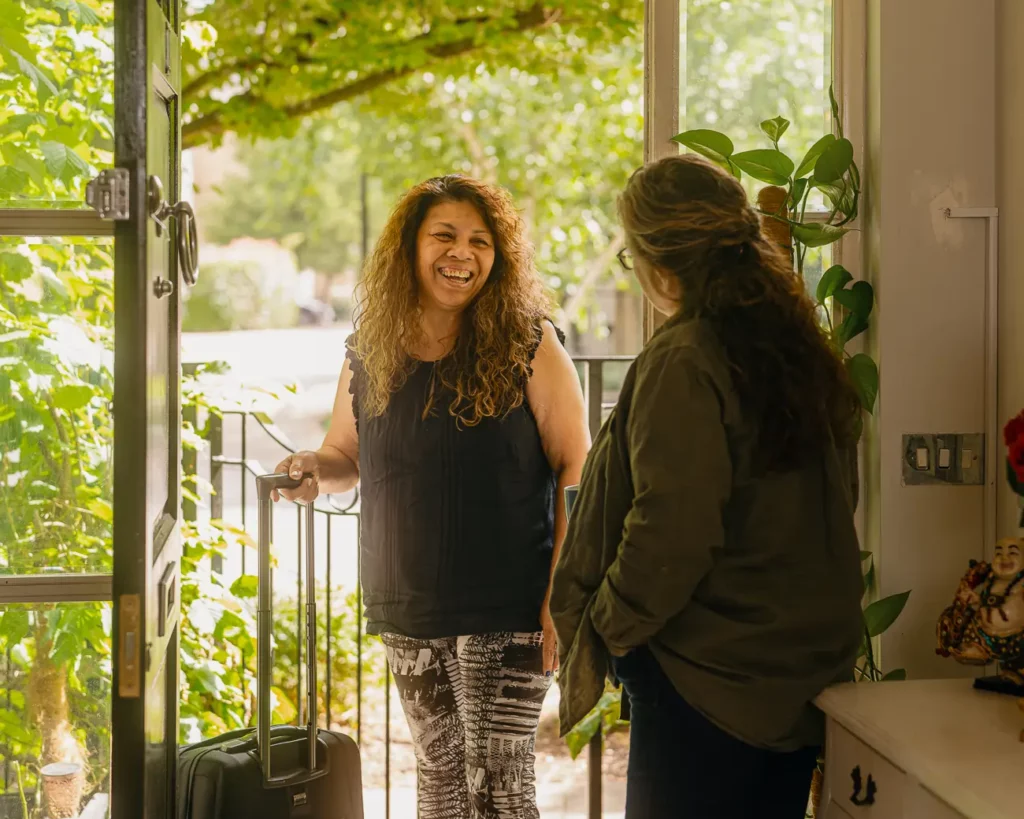 Carer visiting her care recipient