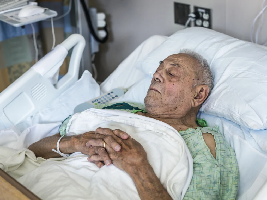 elderly man in hospital